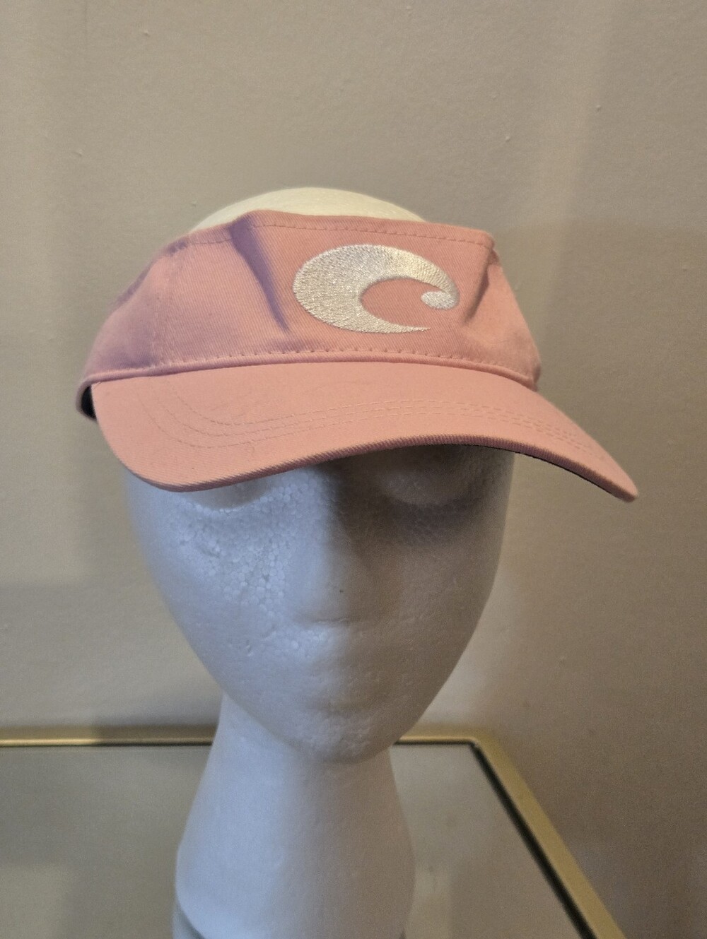 Costa Del Mar Women's Pink Cotton Sun Visor Hat Embroidered C Logo Adjustable